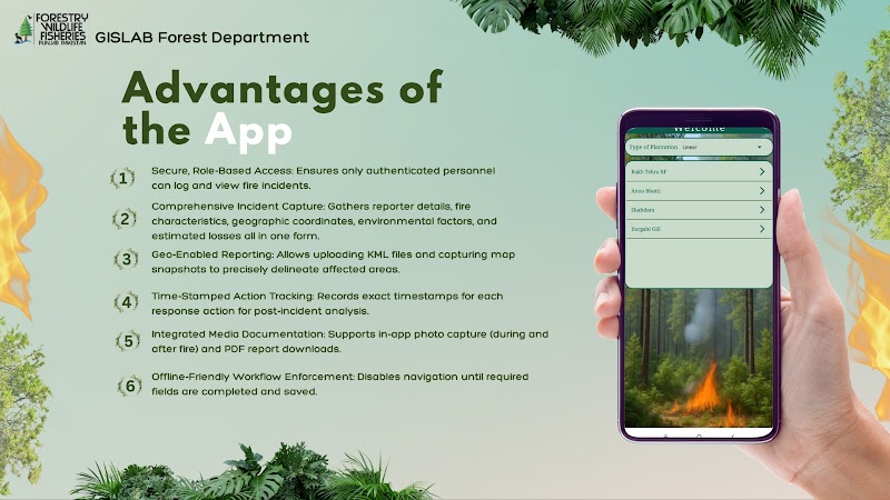 Forest Fire Reporting App — Google Play promotional screenshot 1